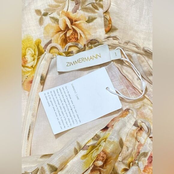 Zimmermann Rosa Linen Floral Minidress size 1/us size 6 - Picture 12 of 13